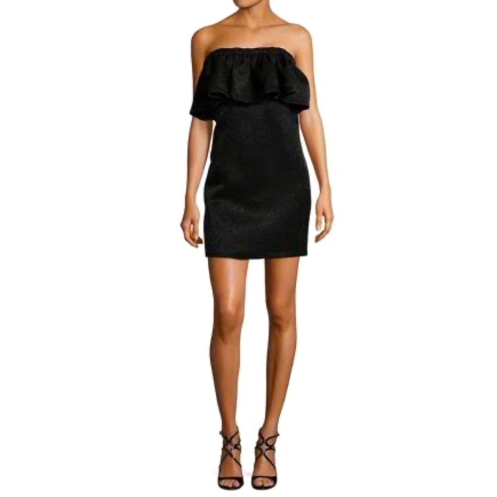 REISS Black Strapless Iridescent Sheath DRESS